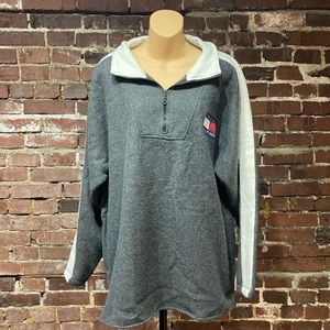 Grey and white Tommy Hilfiger Pullover size Large